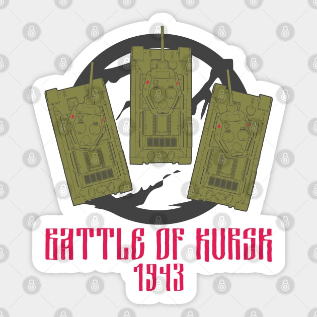 Three T-34 tanks Battle of Kursk 1943 Sticker by FAawRay